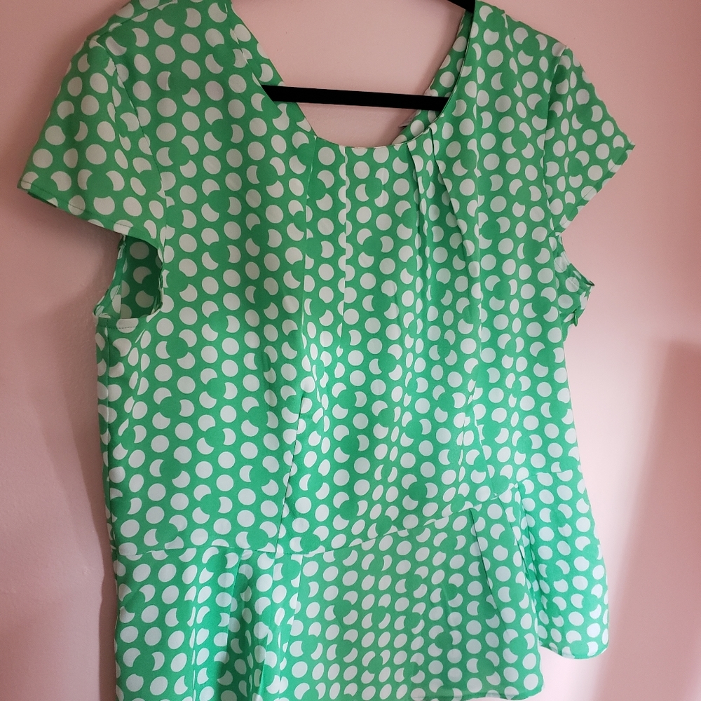 Green and White NY & Co blouse